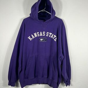 🏈🏀 Vintage NIKE x KANSAS STATE WILDCATS Embroidered Hoodie Sweatshirt XL - EUC